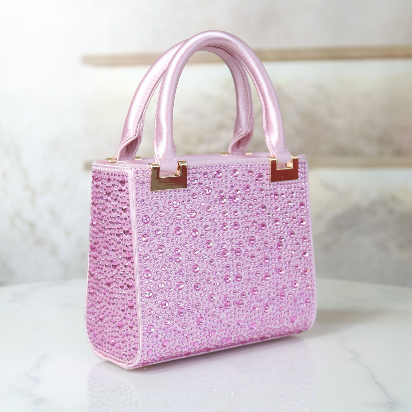 [Trending] Elegant Rhinestone Square Evening Clutch - Perfect for Weddings, Proms & Formal Events - Magenta with Polyester Lining