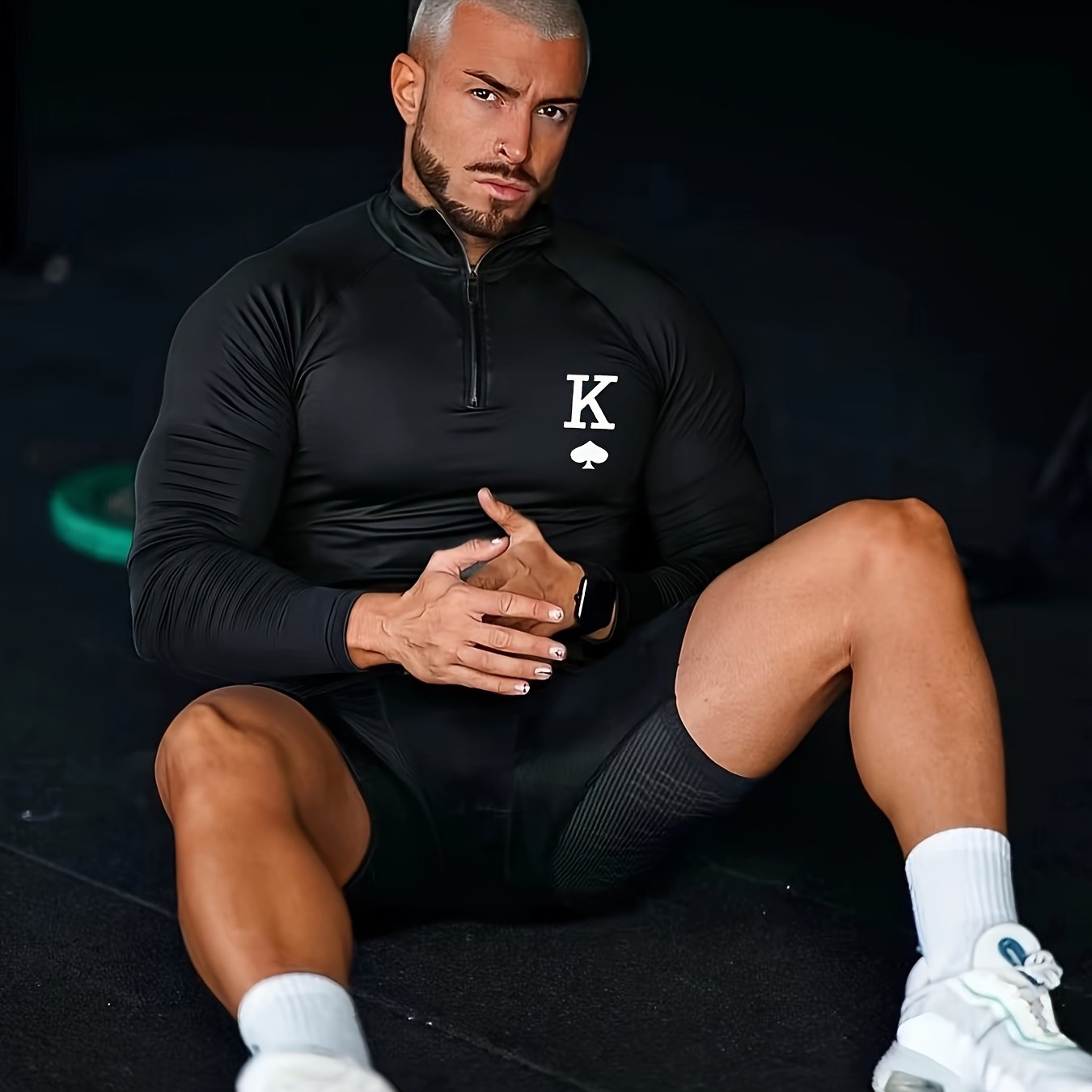 [Trending] Men's Athletic Long Sleeve Zip-Up Shirt - Stretchy, Breathable Polyester Blend for Running & Training